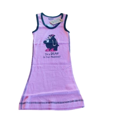 Lazyone Women Pyjama Tops PJ Tank Sleeveless Nightwear Nightshirt Bear AM D113 - Image 1 of 2