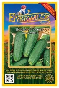100 Homemade Pickles Cucumber Seeds - Everwilde Farms Mylar Seed Packet - Picture 1 of 3