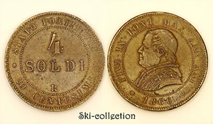 4 Soldi 1866 R, Year XXI, Vatican. Pius IX°. Copper - Picture 1 of 1