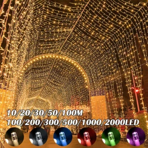 100-2000 LED Mains Plug-In String Fairy Lights Outdoor Garden Party Xmas Decor - Picture 1 of 20