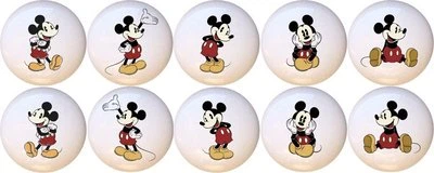Juego de 10 perillas de gabinete de cajón de cerámica vintage de Mickey Mouse Foto 1 de 4