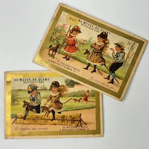 Antique French Late 1800s Pair of Trade Cards Stamped Au Musee De Cluny Paris - Picture 1 of 18