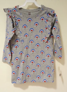 NWT Tea Collection Rainbow Umbrella Ruffle Sleeve A-Line Dress Girl's Size 10 - Picture 1 of 2
