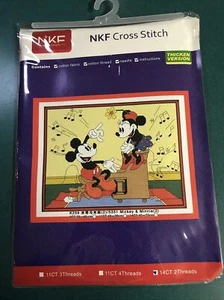 NKF Cross Stitch Kit Mickey & Minnie Mouse Playing Piano & Singing - New - Picture 1 of 6