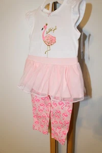 Carter's Carters Girls Size 3 Months NEW 2 Piece Outfit Top TuTu Flamingo NWT - Picture 1 of 3