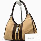 GUCCI Jackie Sherry Line Canvas Leather Shoulder Hand Bag Brown From Japan Used