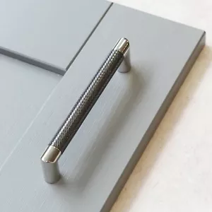 10x 160mm graue Griffe gerändelt dunkel chrom Küchenschrank Schrank Tür ziehen - Bild 1 von 7