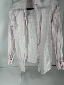 CP Shades Linen Lagenlook Top Blouse Button Up Pink Relaxed Long Sleeve XS - Picture 1 of 6