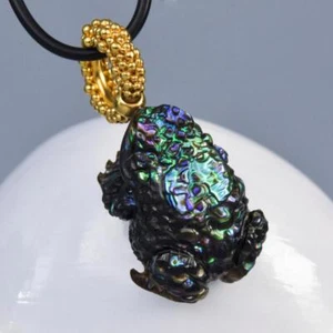 Kröte Frosch Anhänger geschnitzt bunt Muschel & Gold Vermeil Sterlingsilber 11,20 g - Bild 1 von 13