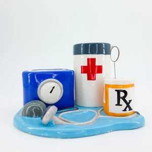 Medical Rx Office Doctor Nurse Desktop Note Organizer Caddy Gift Goods Gallery - Picture 1 of 5