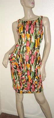 NUEVO CON ETIQUETAS T-Bags Estampado Peplum Cerradura Sin Mangas Jersey Vestido Grande Foto 1 de 4