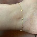 14K Solid Gold 6 pieces Star Ankle Bracelet Anklet - Yellow 9'-10' adjustable 