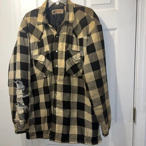 Thrashed Vintage Big Mac Pearl Snap Flannel Quilt Lined Jacket Mens Sz XLT - Picture 1 of 14