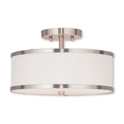 Livex Lighting 62627 Park Ridge 2 Light 13"W Semi-Flush Drum - Nickel - Image 1 of 4