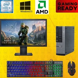 Gaming Dell i5 Desktop PC Computer AMD R5 340x 2GB Win11 16G SSD 22" LCD - Picture 1 of 4