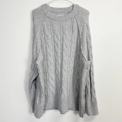 Aerie Sweater Womens Large Gray Cableknit Oversized Long Soft - Image 1 of 4