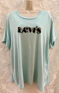 Camiseta para mujer LEVI’S con logotipo~talla 3X~S/S 100 % algodón AZUL CLARO USADA EN EXCELENTE ESTADO - Imagen 1 de 6