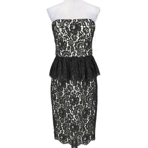 Robert Rodriguez Dress Womens 10 Ivory Black Lace Lined Back Zip Strapless New - Picture 1 of 18