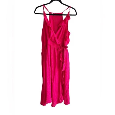 Vestido midi Roxy Rooftop Sunrise sin mangas envolvente rosa magenta verano XL Foto 1 de 4