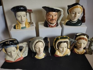 Royal Doulton Toby Jugs Henry VIII and His Six Wives MinIature Set 1970s - Picture 1 of 10