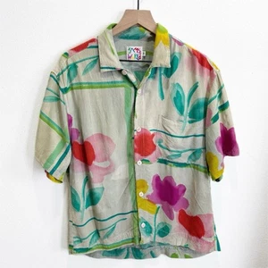 Vintage Jams World Hemd Herren Medium Blumen Knopfleiste Beachy Tropical Hawaii MÄNGEL - Bild 1 von 18