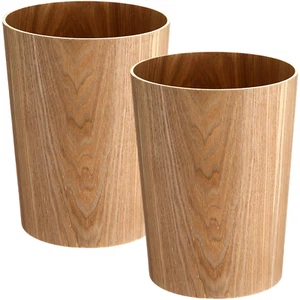 2 Pack 2.3 Gallons Wood Trash Can round Wastebasket Small Bin for Home Office - Picture 1 of 12