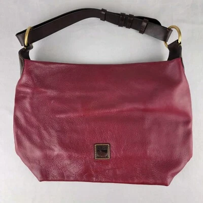 DOONEY & BOURKE Hobo Shoulder Bag Deep Red Leather Bright Red Inside Gold Detail - Image 1 of 4