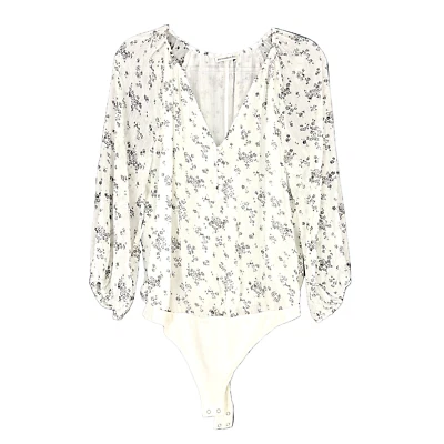 ABERCROMBIE & FITCH Tanga de Gasa Body L Blanco Floral Transparente Blusa Usado en Excelente Condición B36 Foto 1 de 4