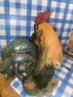 ROOSTER CLEANING HIS FEATHERS AND AN ACORN DETAILED RESIN EXCELLENT CONDITION