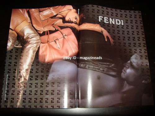 FENDI 2 pagine STAMPA ANNUNCIO autunno 2003 LINDA EVANGELISTA Damon Willis KARL DENARO DI MAGAZZINO