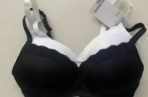 BNWT M&S 2pk non wired nursing bras - one black one white 32D - 38F - Picture 1 of 2