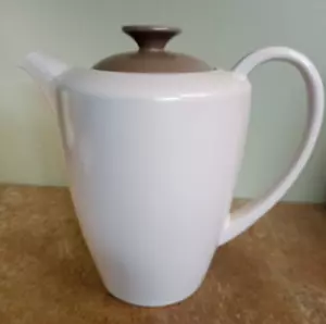 Vintage 1950s, Poole Pottery, Twintone, Sepia And Mushroom Coffee Pot 2.25 Pints - Picture 1 of 11