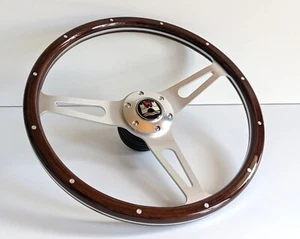 Steering Wheel Wood Chrome fits For VW Wolfsburg Beetle 1200 1300 1600 1303 - Picture 1 of 15