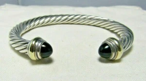 David Yurman Sterling Silver & 14K Black Onyx 7MM Cable Bracelet - Imagen 1 de 12