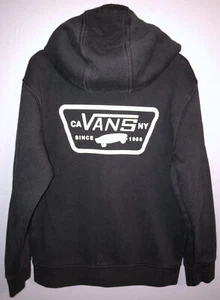 Vans Off The Wall Black Full Zip Sweatshirt - Boys Size 6 Long - Picture 1 of 8