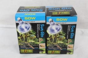 Exo Terra Sun Glo Halogen Daylight Reptile 50W Bulb Lamp x 2 - New - Picture 1 of 1