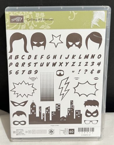 Stampin Up CALLING ALL HEROES Super Hero Comic Strip Rubber Stamps Set