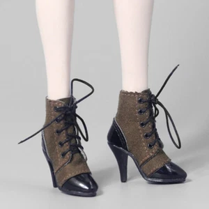 1/6 Female High Heeled Coffee Ankle Boots for 12'' Action Figure Body Shoes - Picture 1 of 5