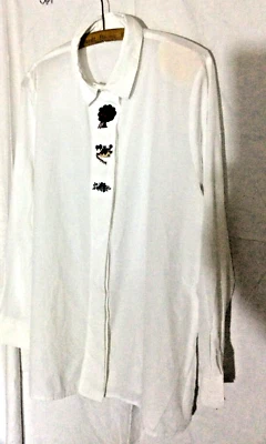 Gr.40/42 Trachtenbluse weiß Bluse für Dirndl m.Stickerei-verdeckter Knopfleiste - Bild 1 von 3