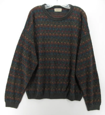 VINTAGE Tricots St Raphael Sweater Men XL Gray Pulllover AOP 90s USA Crewneck - Image 1 of 4