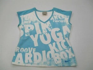 Nike T6240 Para Mujer Talla M Algodón Graffiti Azul/Blanco Sujetador Soporte Entrenamiento Camiseta - Imagen 1 de 7