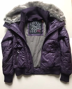 Khujo Women’s Sz S Purple Puffer Coat With Detachable Faux Collar From Germany - Picture 1 of 10