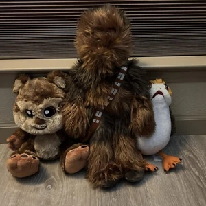 Star Wars Disney Parks Plush PORG Owl, Chewbacca, Ewok Dialed Lot 3 - Picture 1 of 18