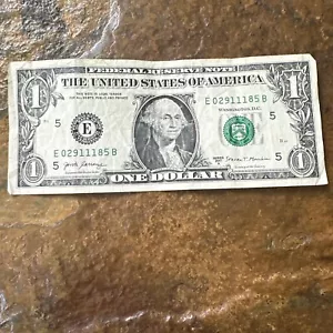 LUCKY 111 Trinary $1 One Dollar Bill #E02911185B Fancy Serial Number - Picture 1 of 2