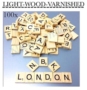 Nuevo 100 x Bloque de Madera Barnizado Azulejos Letras Alfabeto Juego Pieza Letra Reino Unido - Imagen 1 de 15