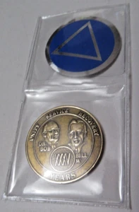 35 Year Alcoholics Anonymous AA Bill Bob Founders Bronze Medallion Coin Token - Picture 1 of 10