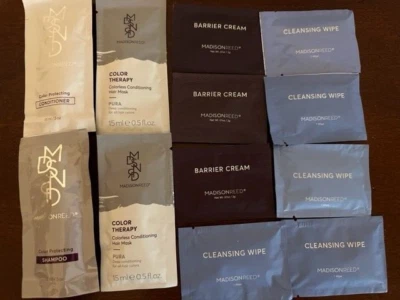 Lote de 12 champú acondicionador barrera crema limpieza toallita máscara de viaje Madison Reed Foto 1 de 3