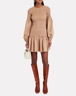 A.L.C.NUEVO NUEVO CON ETIQUETAS Mini Vestido Kora Algodón Calado Talla 2 Para Mujer en Marrón/Algodón Bronceado Foto 1 de 4