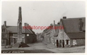 REAL PHOTO POSTCARD OF WEST STREET, GEDDINGTON, (NEAR CORBY), NORTHAMPTONSHIRE - Picture 1 of 2