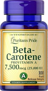 Puritan's Pride Beta Carotene Provitamin A 7,500mcg (25,000 IU), Vitamin Supplem - Picture 1 of 4
